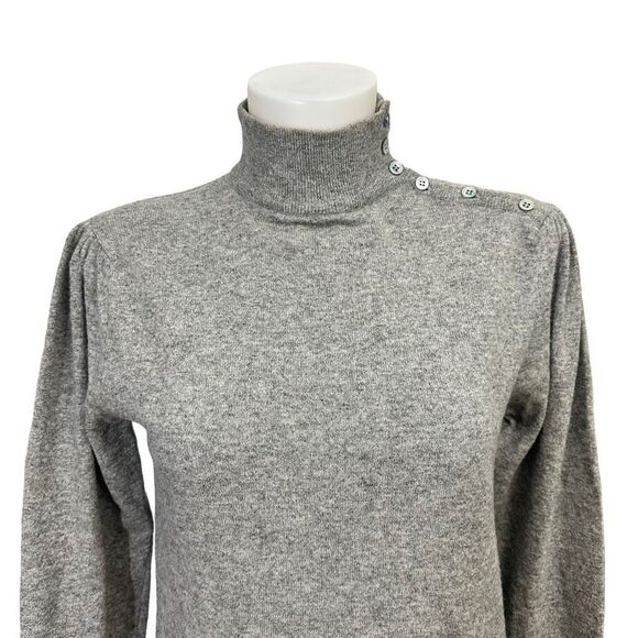 DANIEL CARON Vintage 100% Cashmere Knit Puff Sleeve Sweater sz M gray - Picture 2 of 7